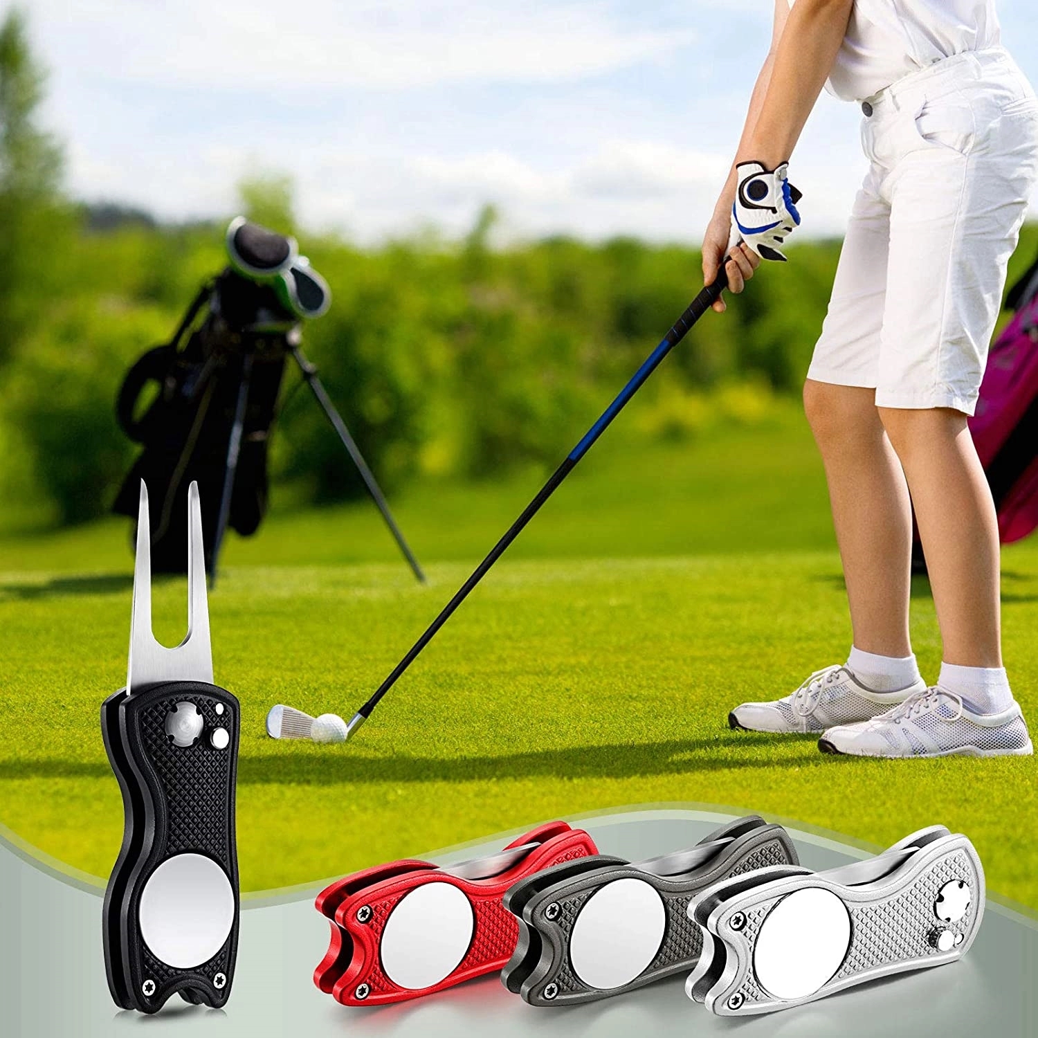 Stainless Steel Foldable Magnetic Golf Divot Tool 6