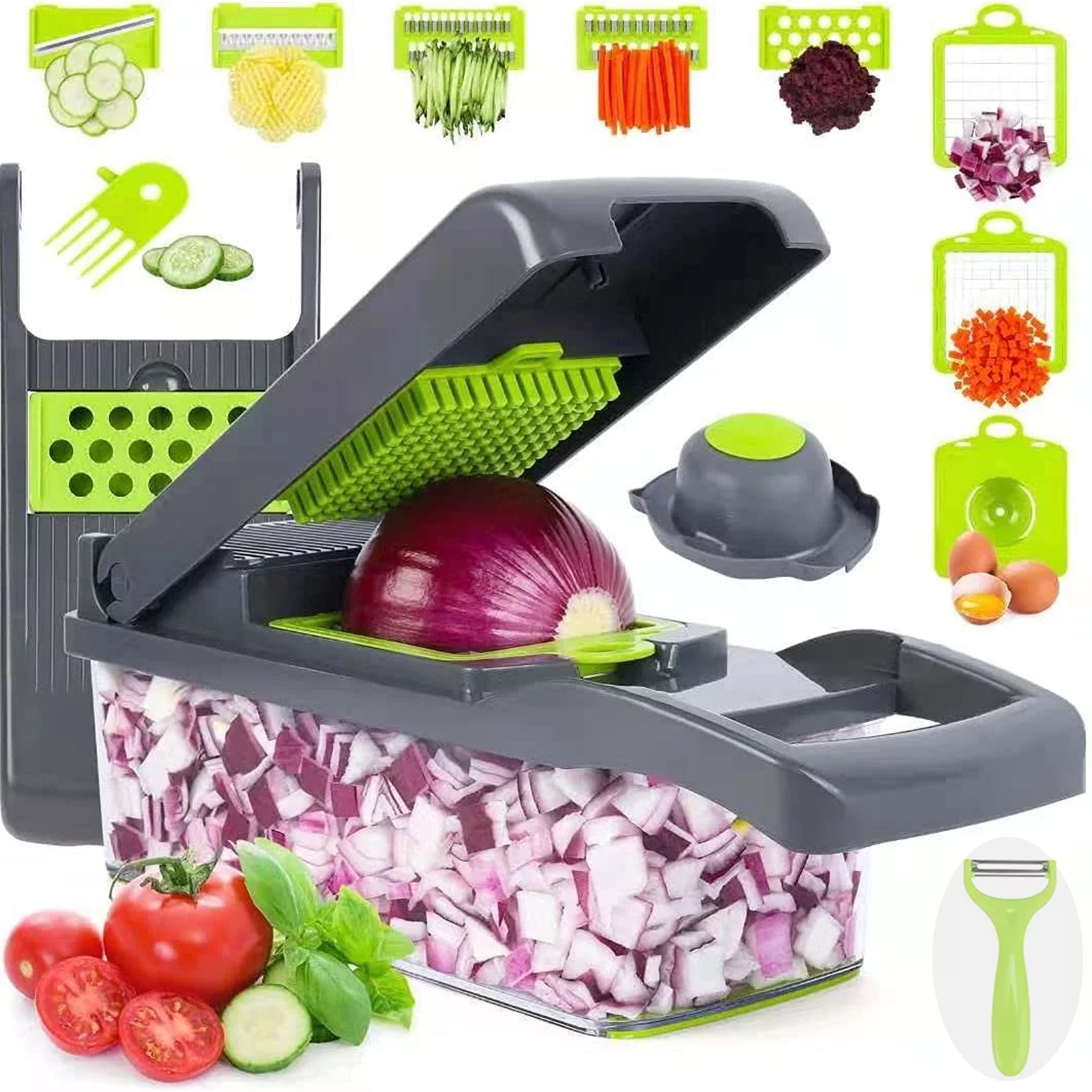 Multifunctional 12-in-1 Veggie Chopper with 8 Blades 2