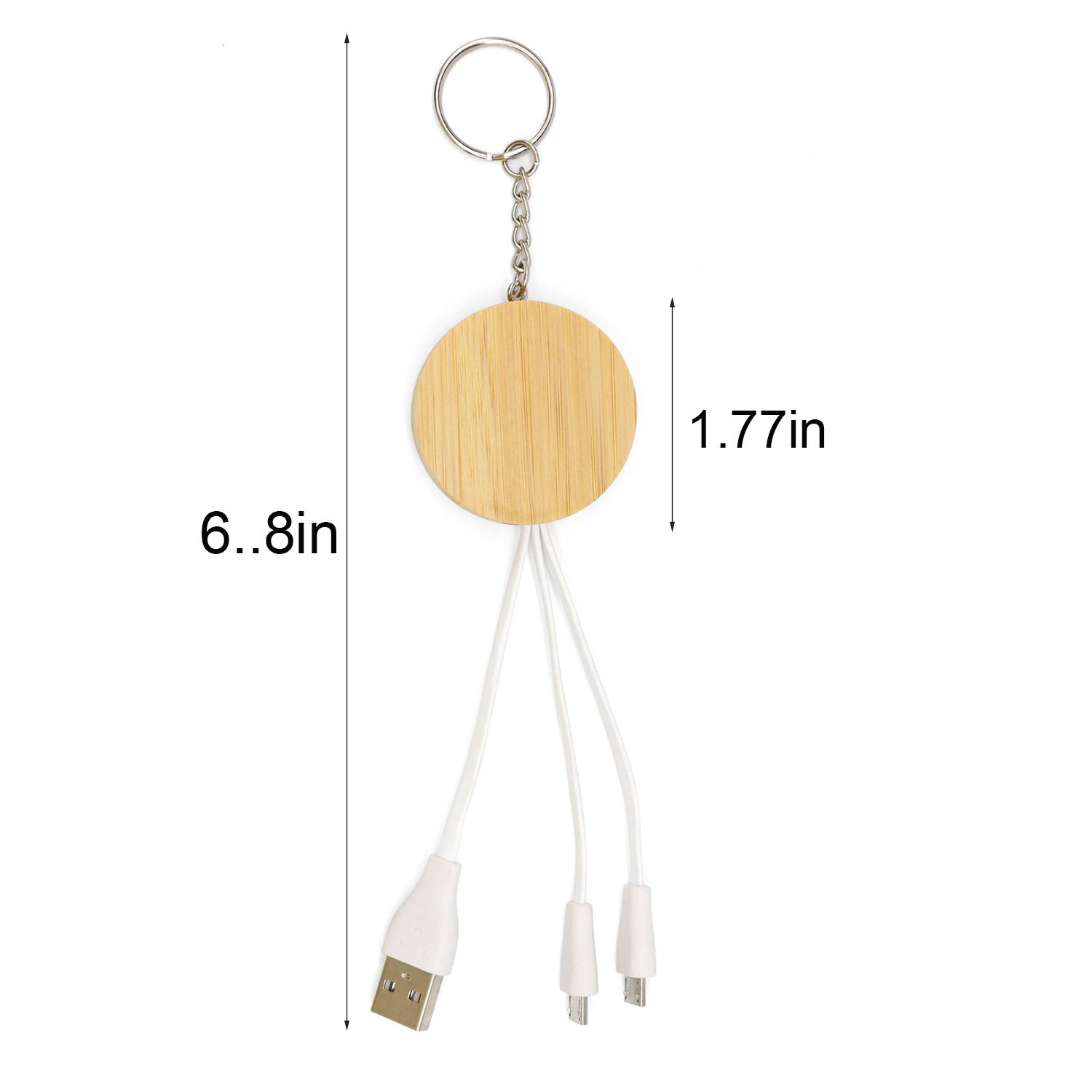 3-In-1 Bamboo Usb Data Cable Keychain 4
