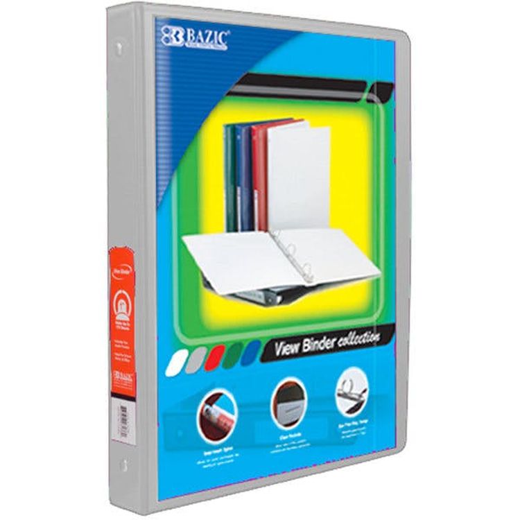 3-Ring View Binder - 0.5" Gray 2 Pockets 2
