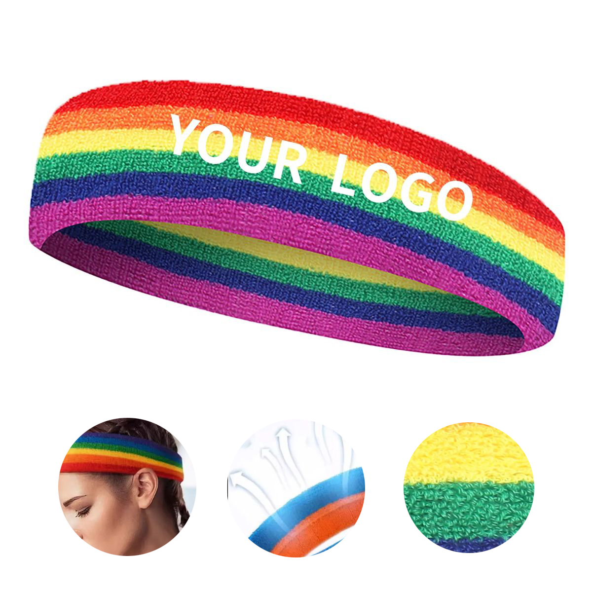 Rainbow Print Headband Soft Polyester for Activities 2