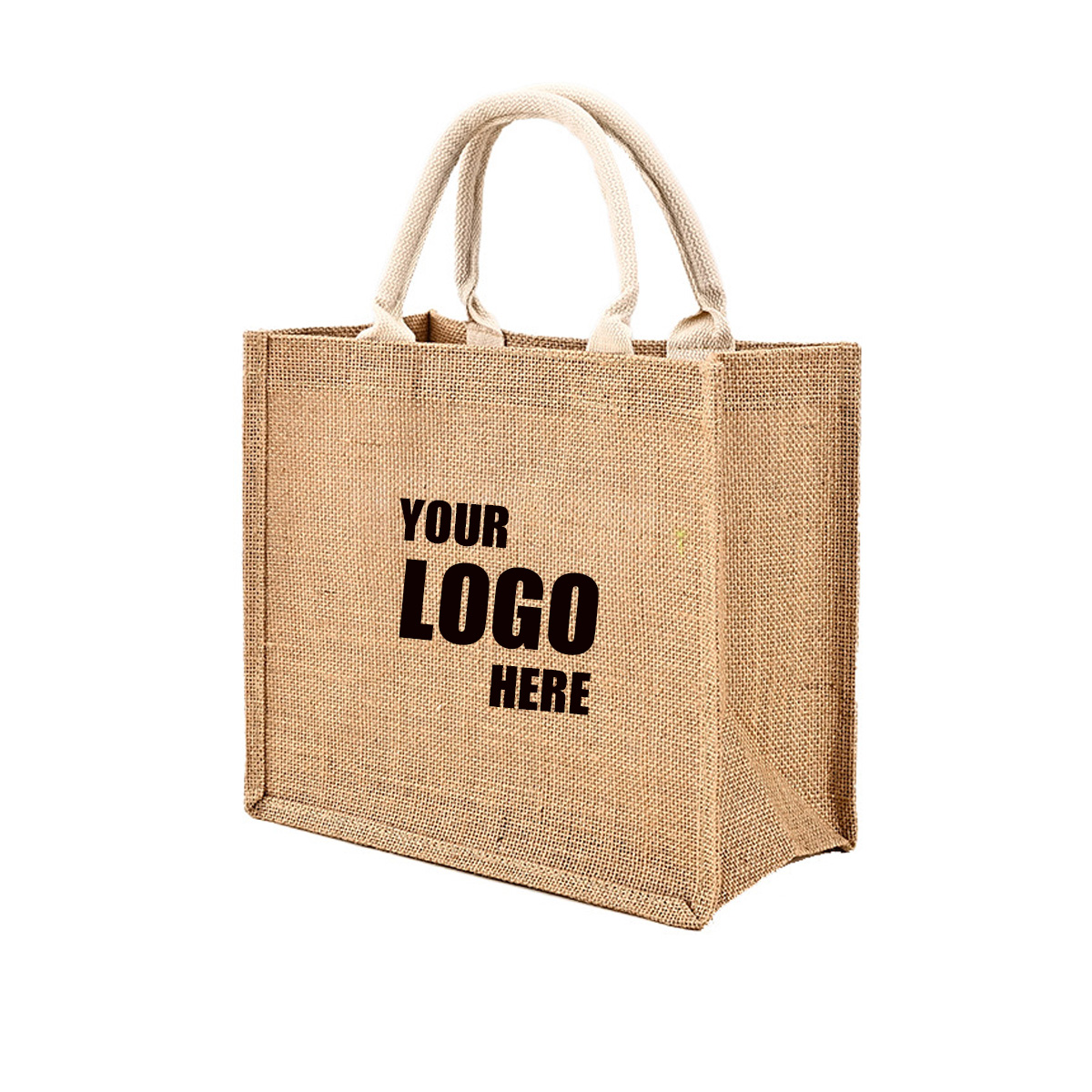 Jute Tote Bag With Webbed handles, custom tote bag with logo imprint 2