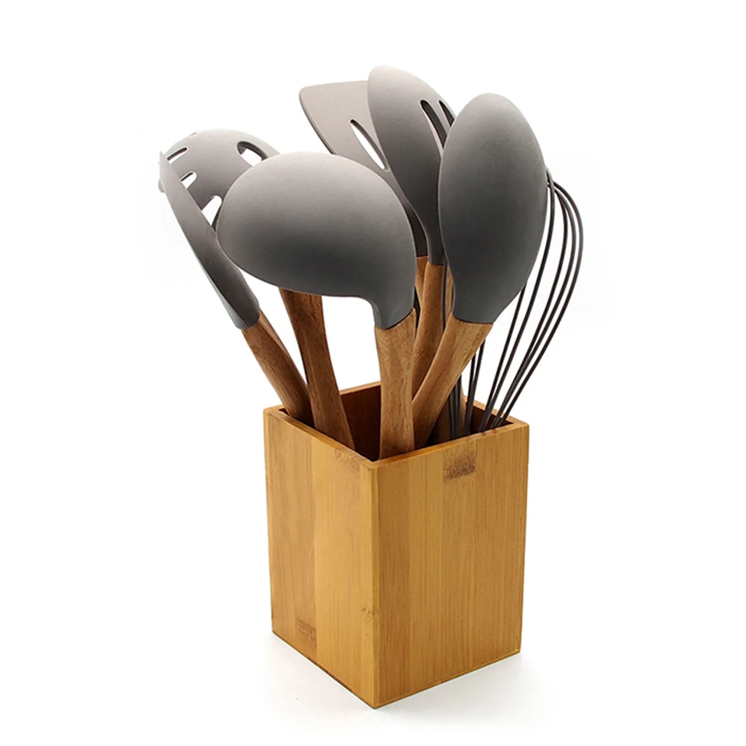Bamboo Wood Desk Pen Pencil Holder 4