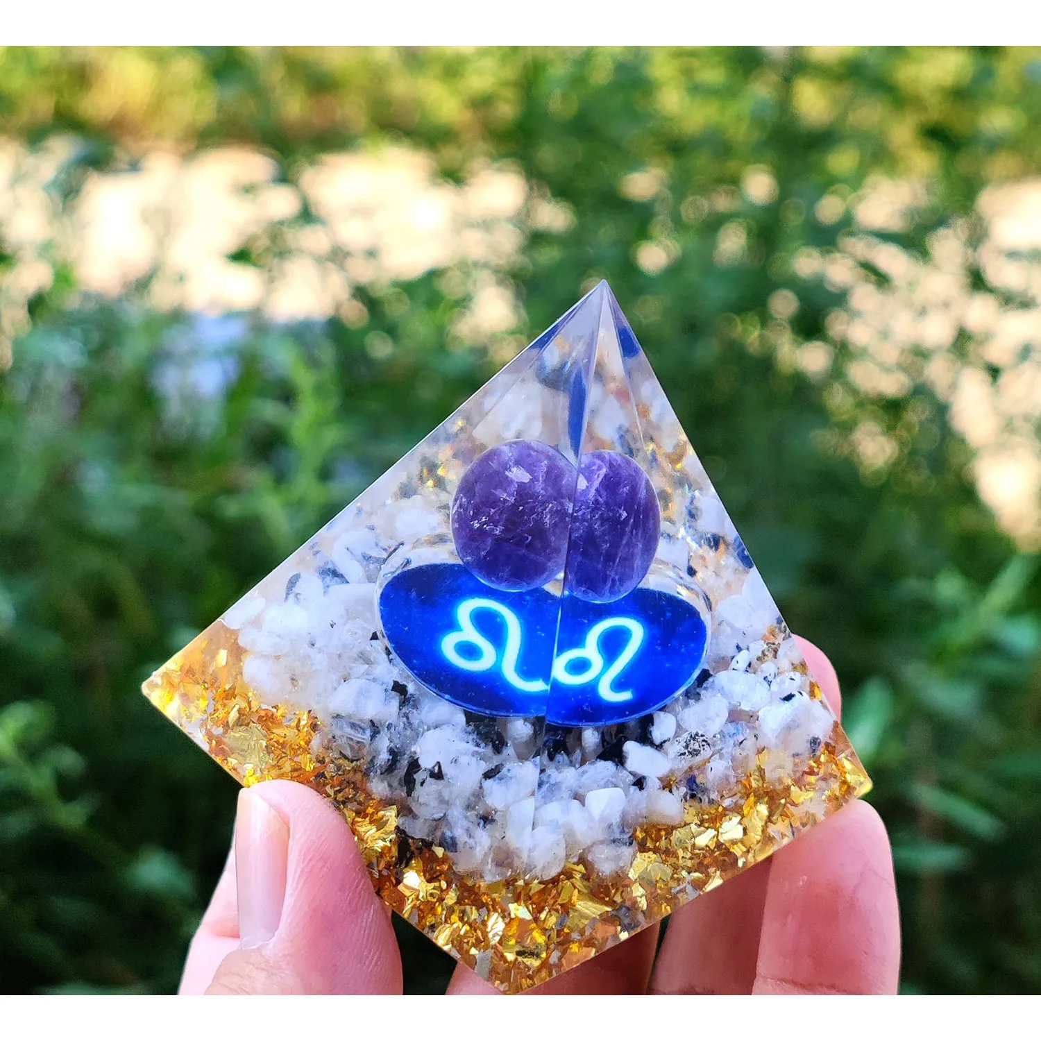 12 Constellations Crystal Ball Stone Pyramid Decorations 5