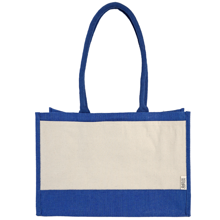 Seattle Recycled Cotton Front Pocket Jute Shopper Tote 4