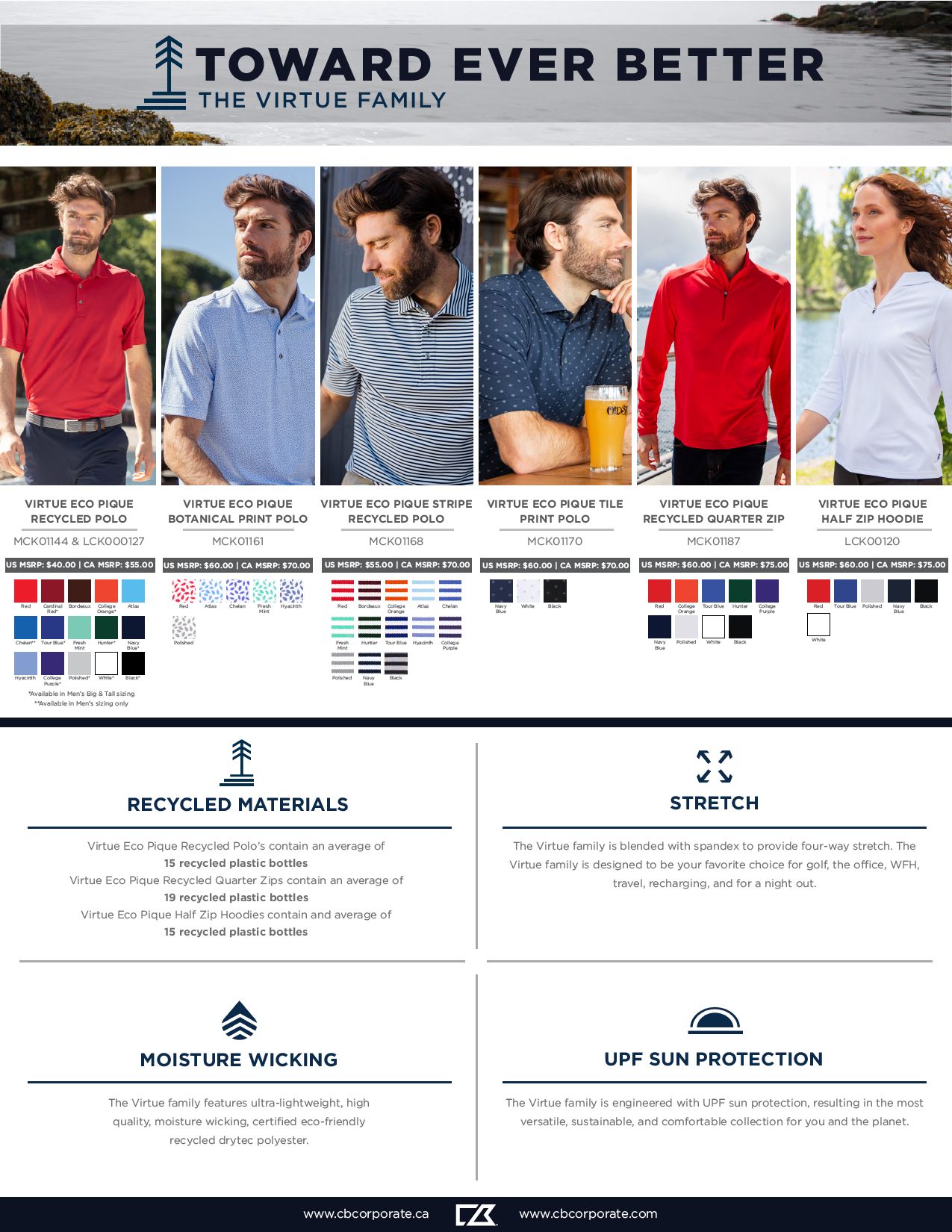 Cutter & Buck Virtue Recycled Featherlight Pique Mens Polo 81