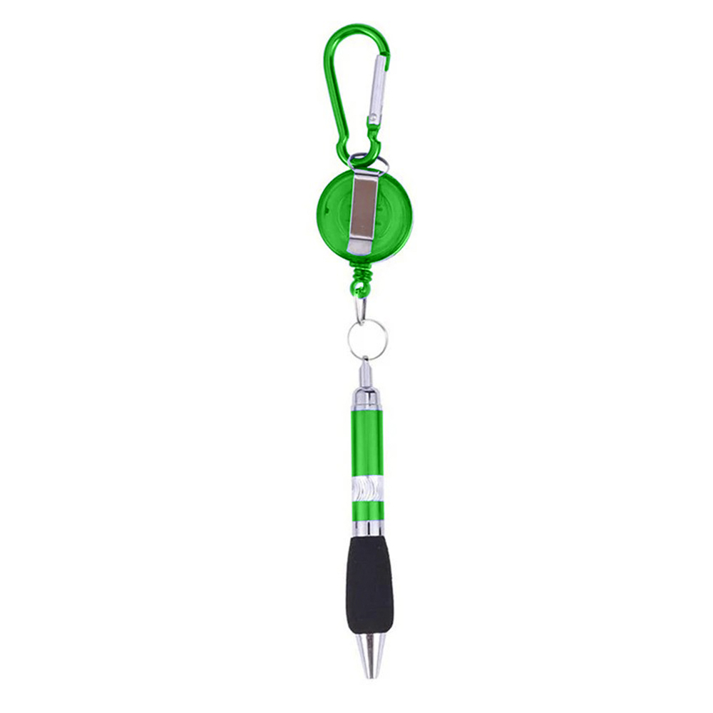 Retractable Soft Grip Metal Pen With Carabiner 4