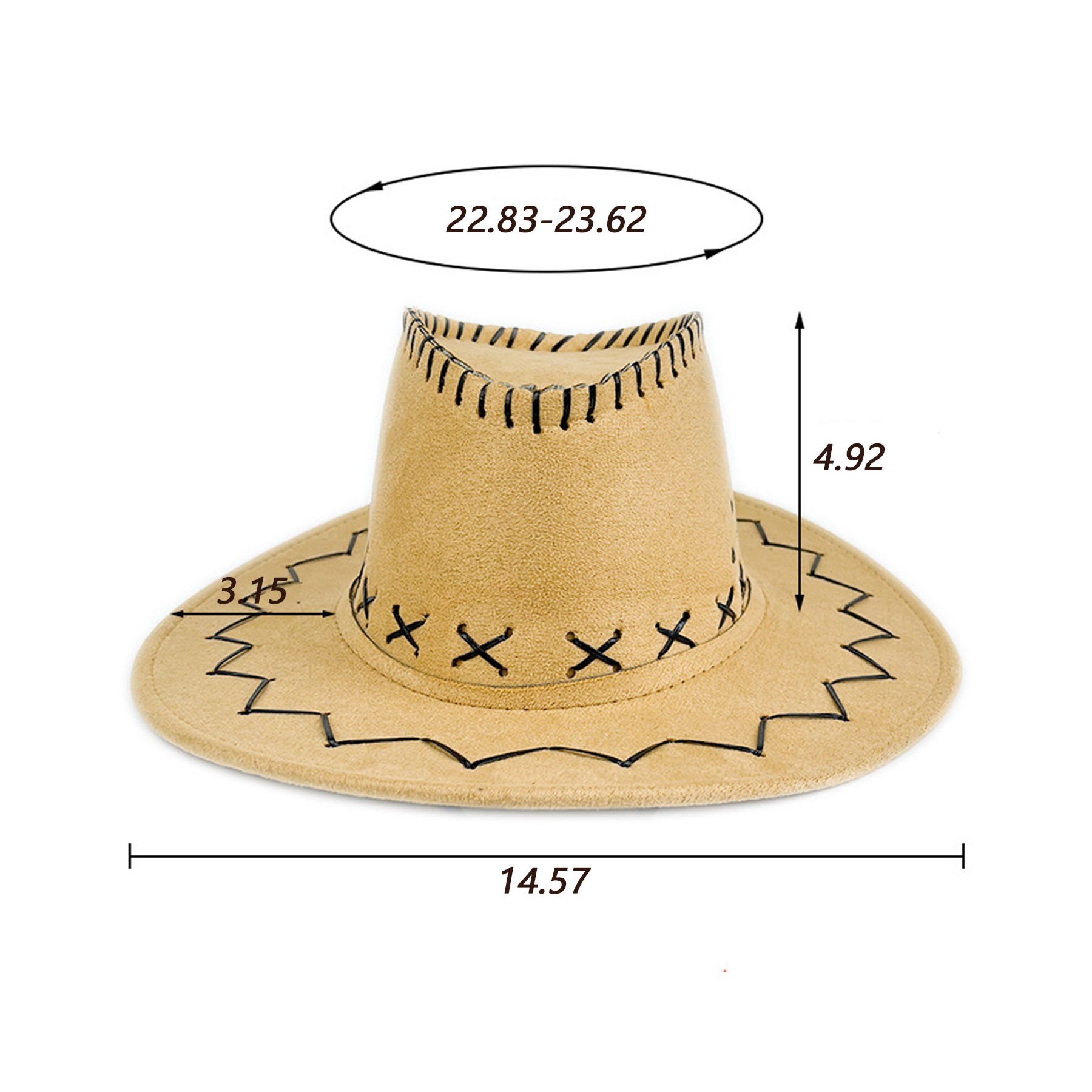 Western Cowboy Hat Outdoor Wide Brim Hat With Strap 8