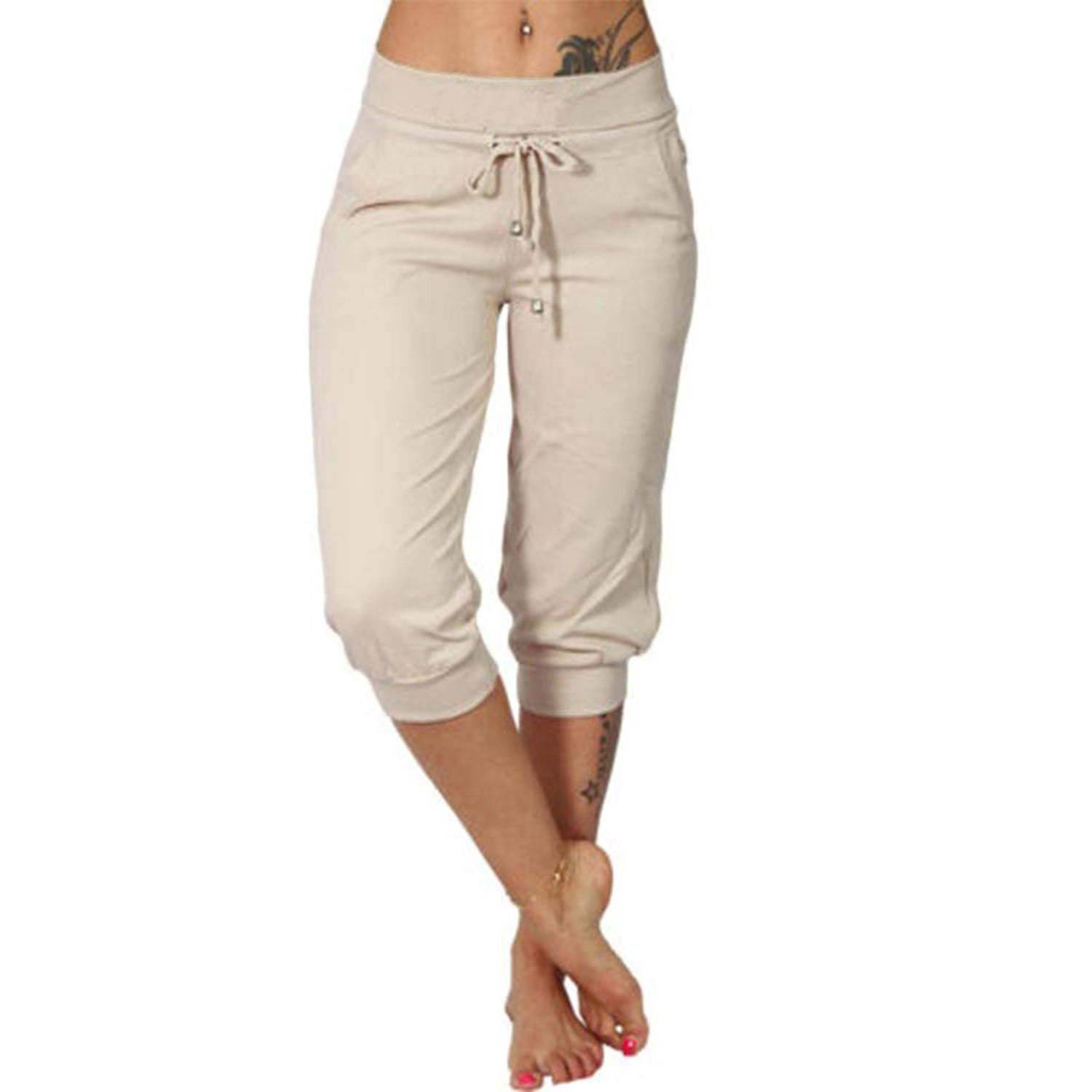 Women's Plus Size Sexy Solid Color Sports Yoga Capri Pants 4