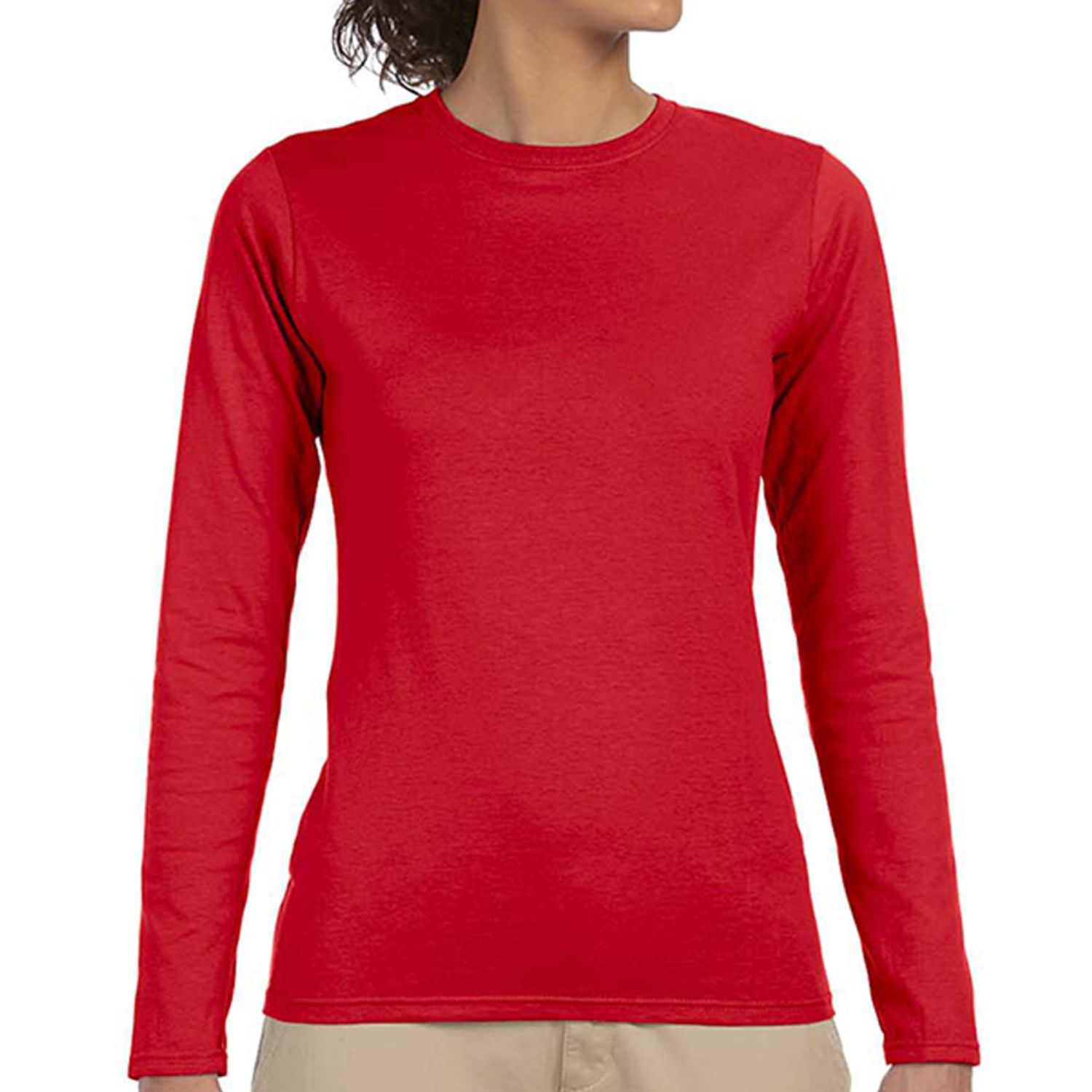 Gildan 4.5 oz 100% Cotton Preshrunk Softstyle Girls' Fit Long Sleeve T-Shirts 12