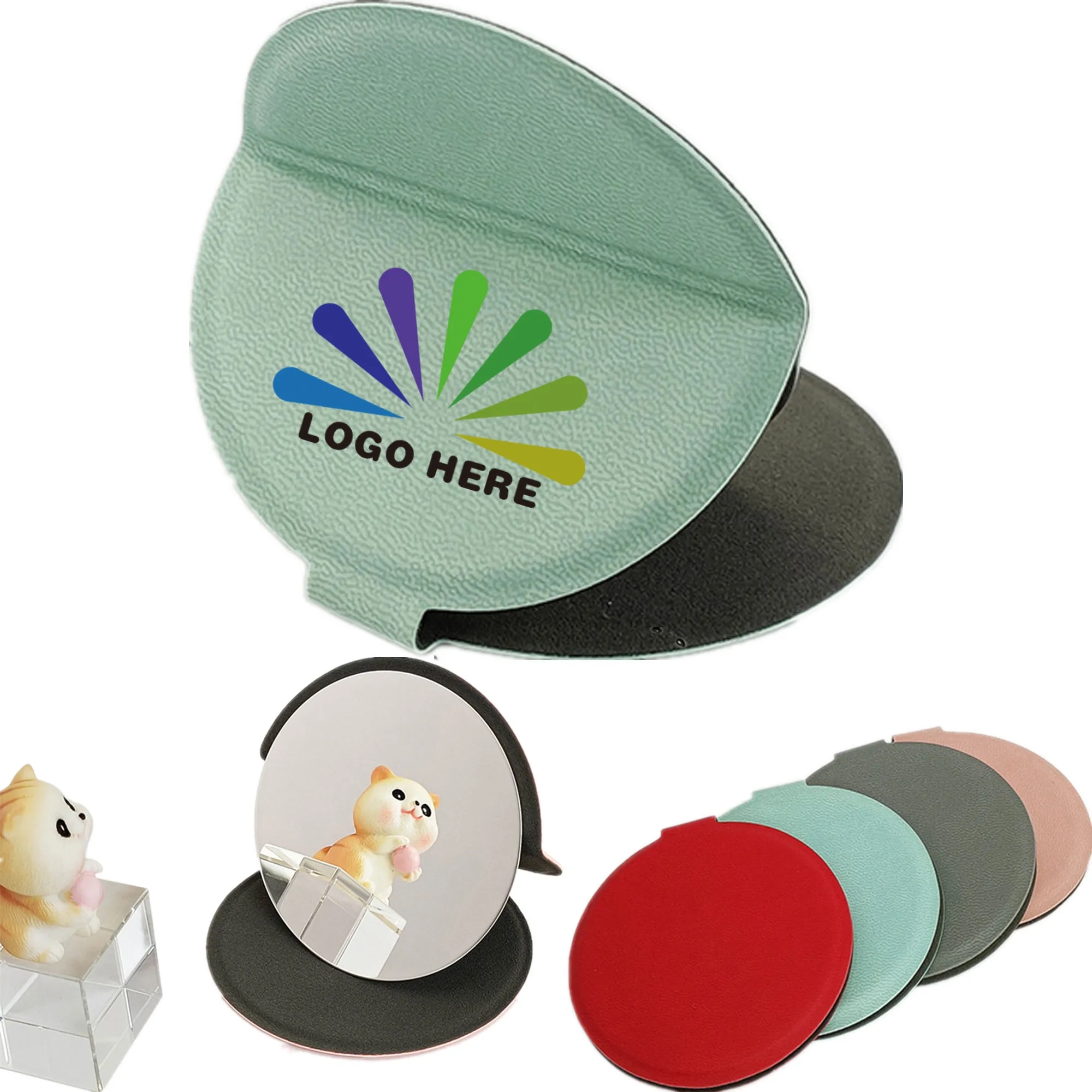 Mini Folding Makeup Mirror with PU Leather Case Cover