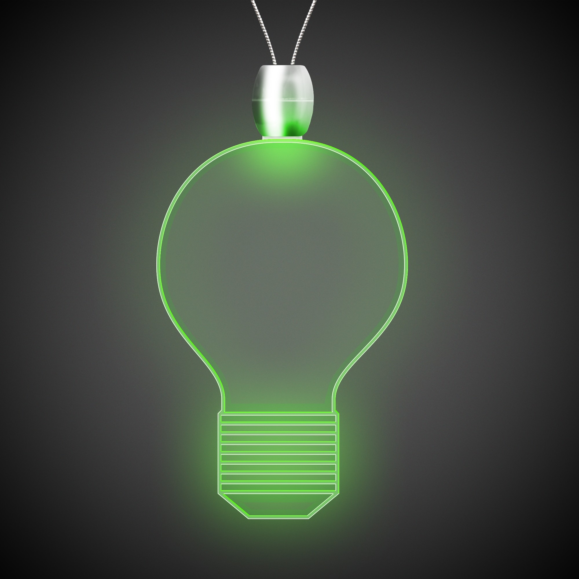 Light Bulb Green Light-Up Acrylic Pendant Necklace