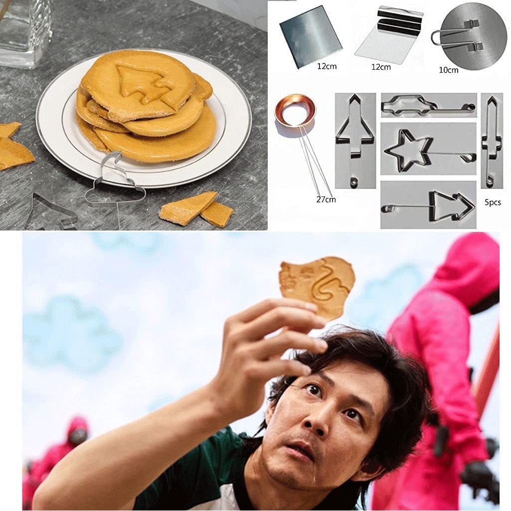 Korean Dalgona Kit Squid Game Sugar Candy Making Tools Pure Copper Plate 9PCS Set 3