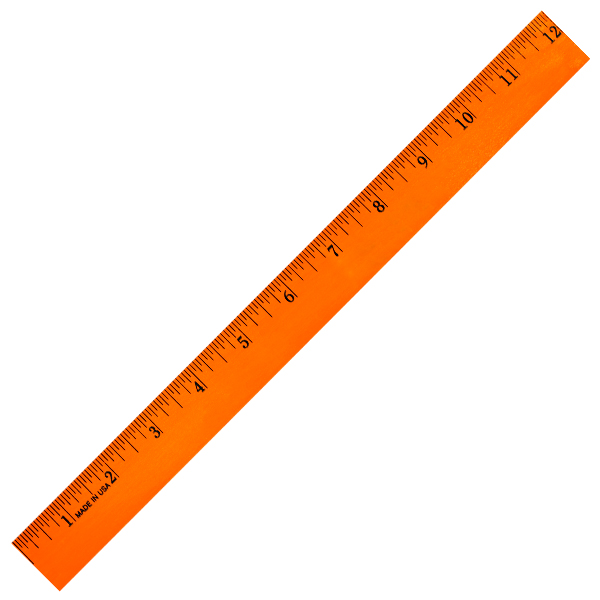 12" Fluorescent Wood Ruler - English Scale 1