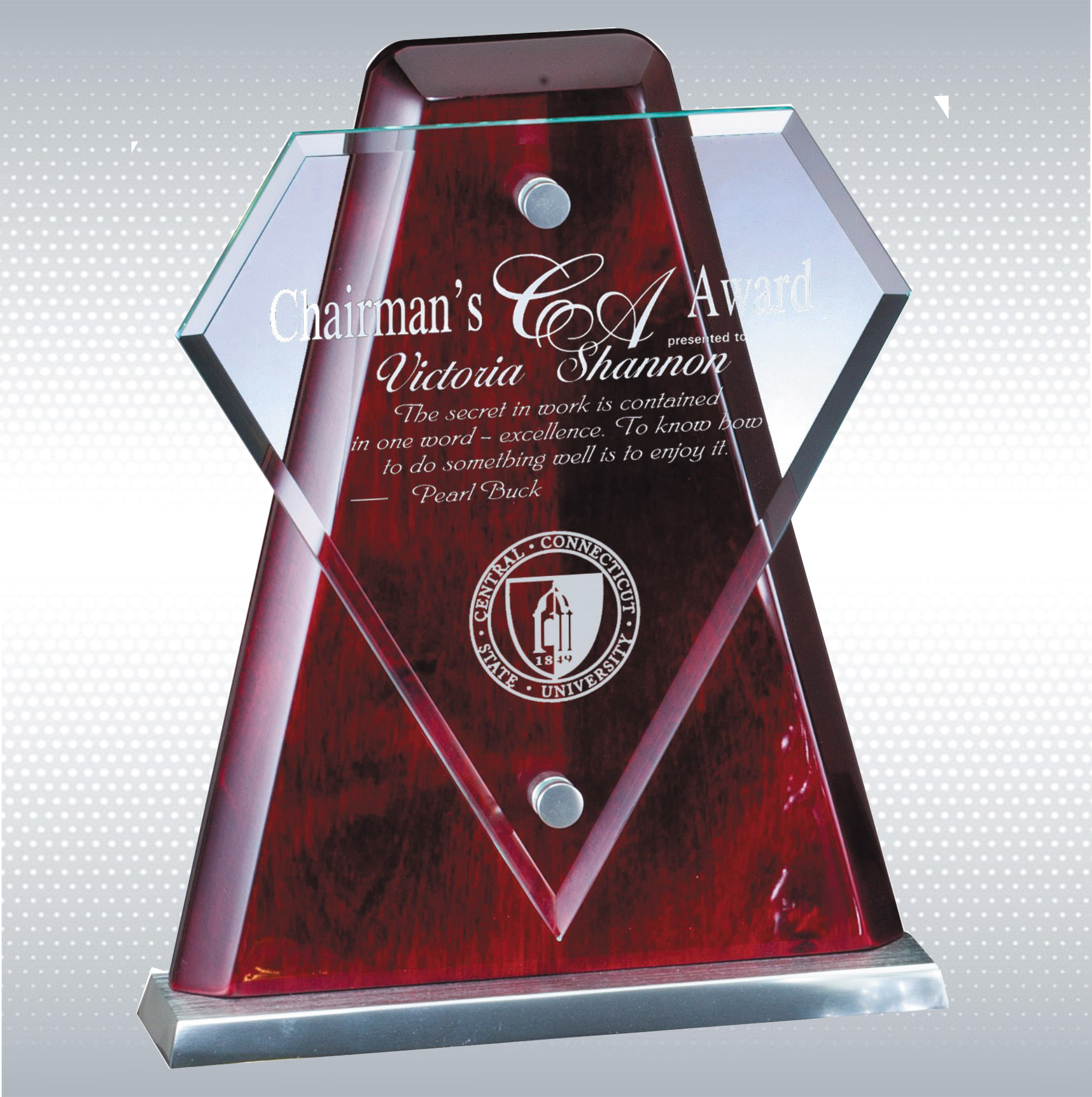 Rosewood Piano Finish Award w/Glass Accent 2