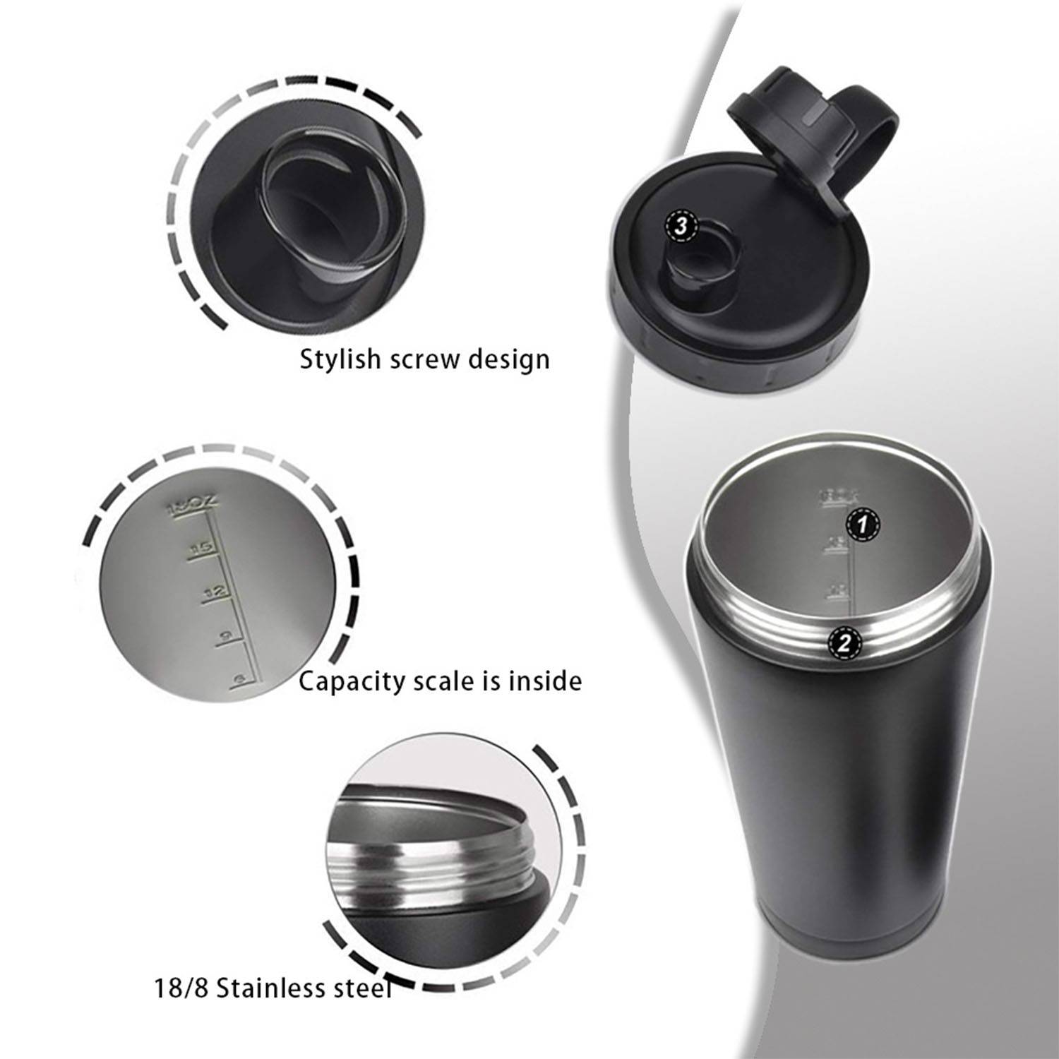 18oz stainless steel Large capacity with scale insulated cup 2