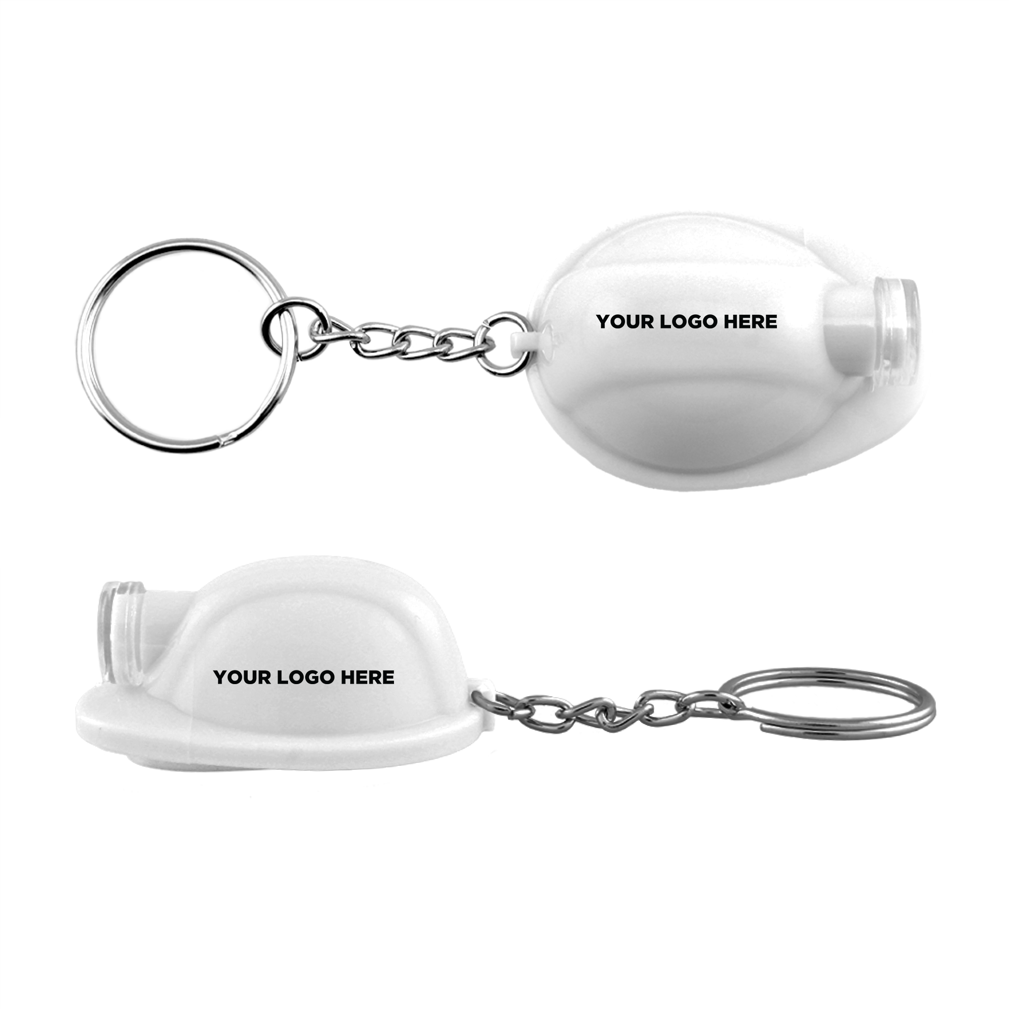 White Safety Helmet Flashlight Light Up Glow LED Keychain 5