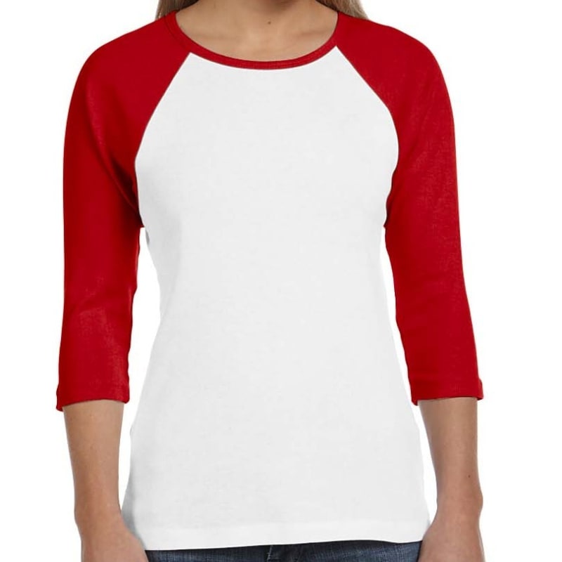 Bella Ladies Stretch Rib 3/4-Sleeve Contrast Raglan T-Shirt 9