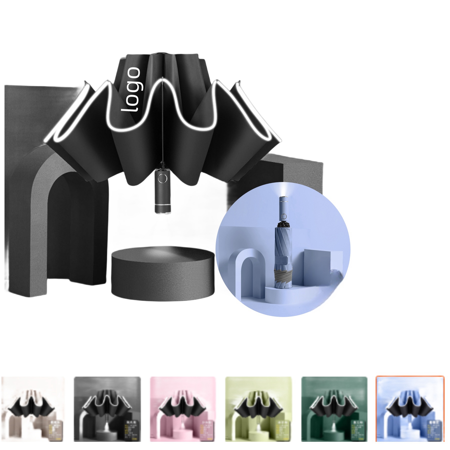 Folding Reverse LED Umbrella 3