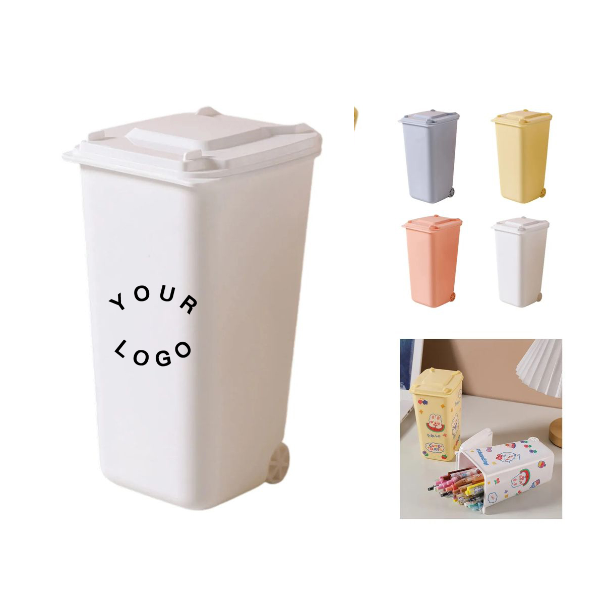 Fun Trash Can Shaped Pen Holder, custom desk accessory with logo imprint 6