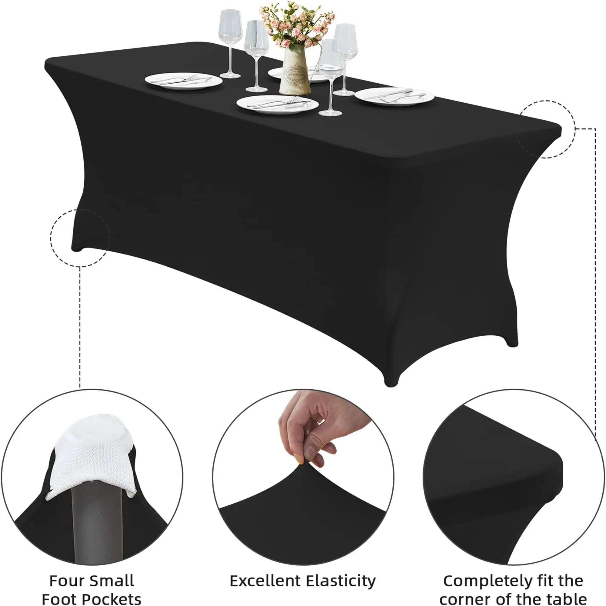 Washable 4FT Stretch Wrinkle Resistant Table Cover 3