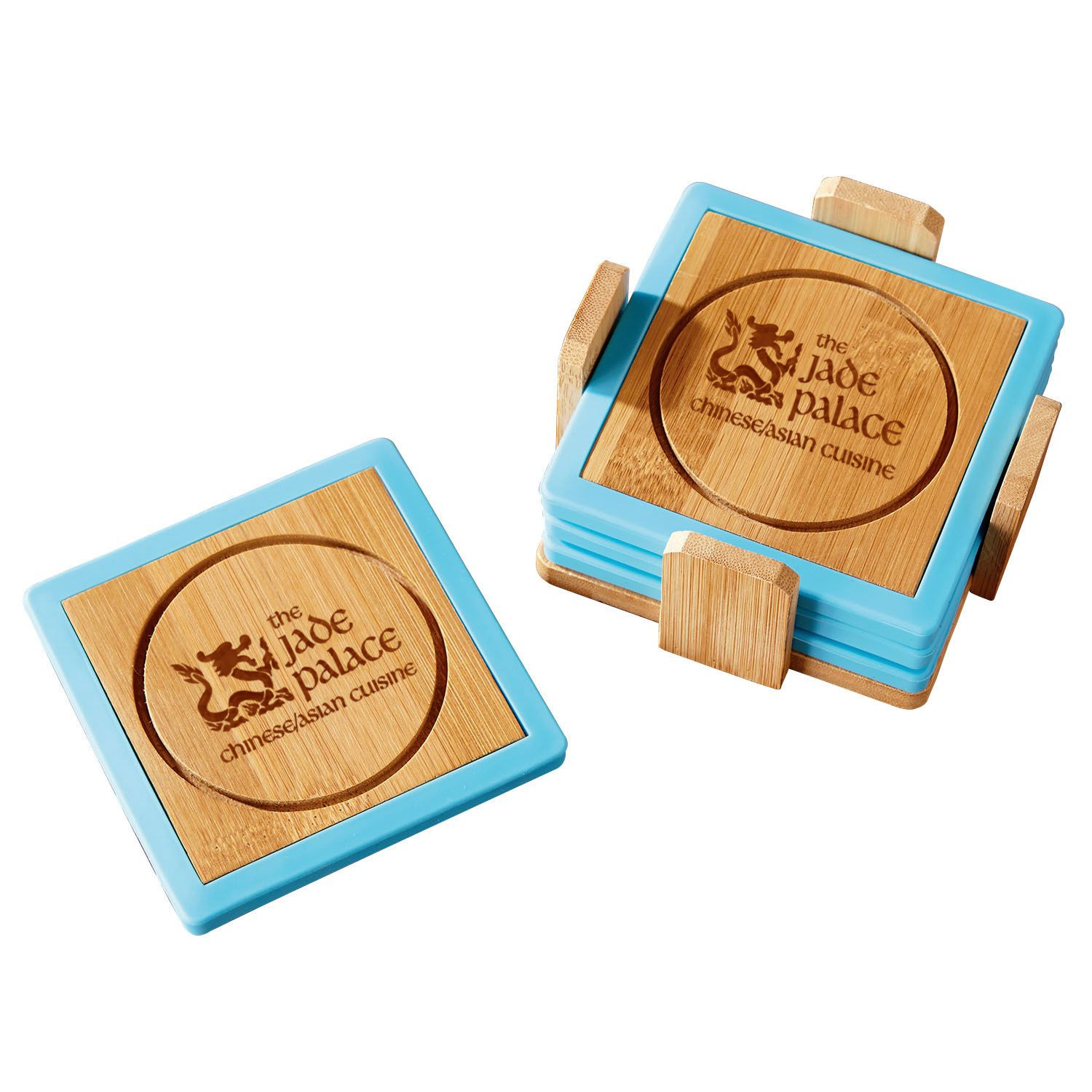Bamboo and Silicone Coaster Set 6