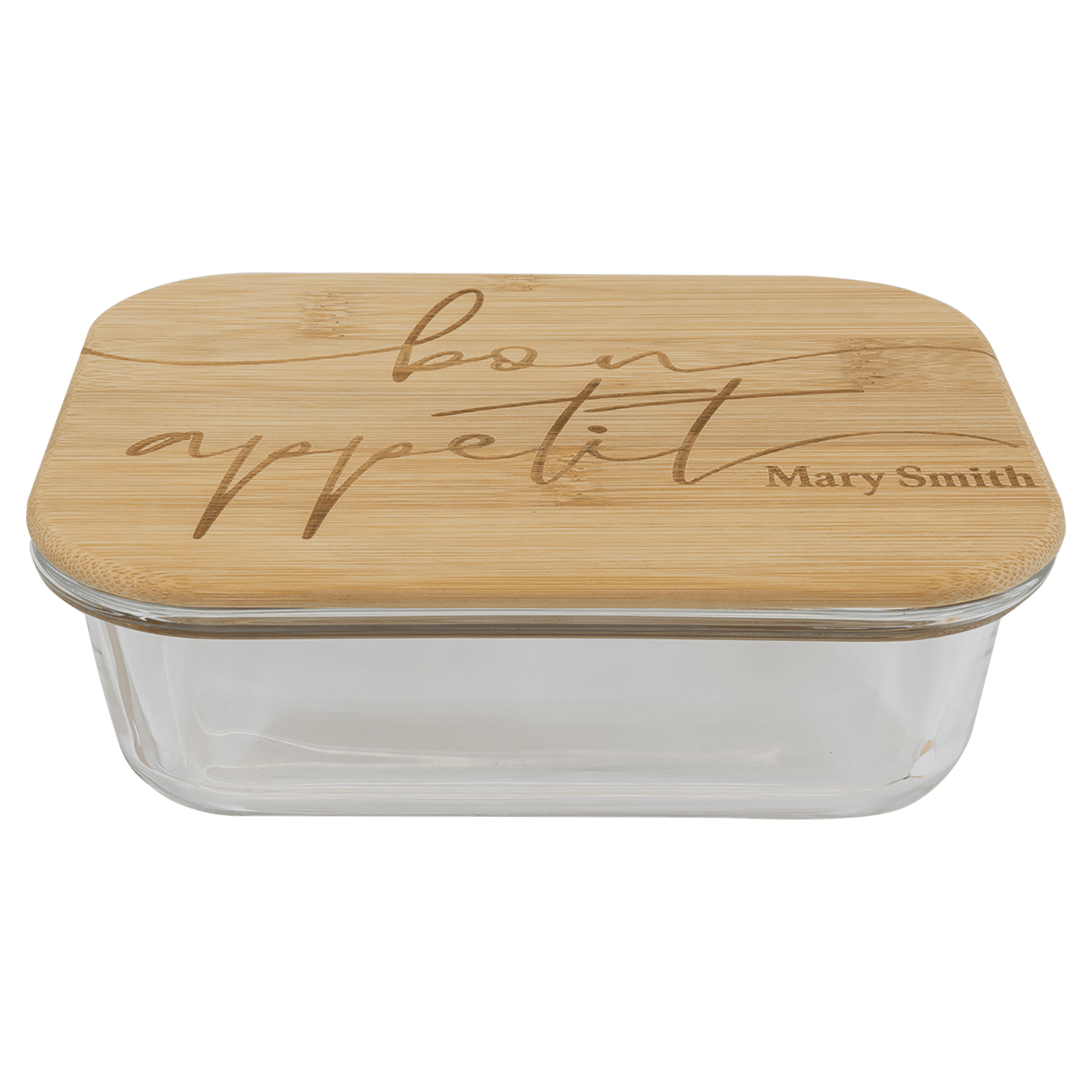 21 oz. Rectangle Glass Container with Bamboo Lid 2