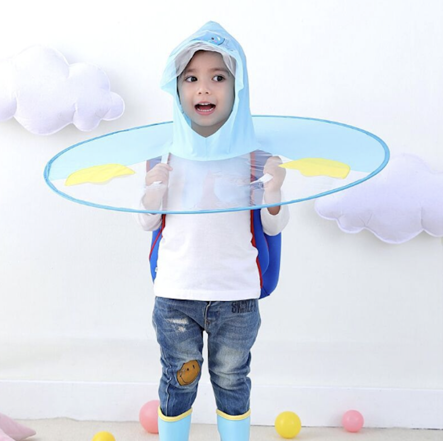 Foldable Children UFO Hat Raincoat 2
