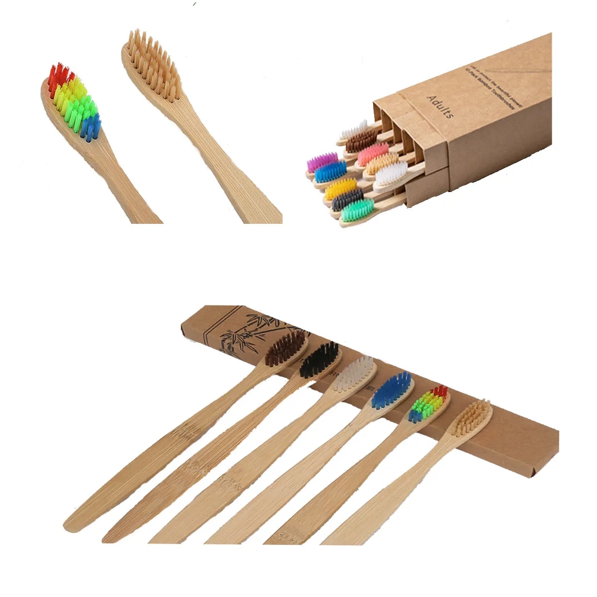 Pack of 10 Biodegradable Eco-friendly Bamboo Toothbrushes 2