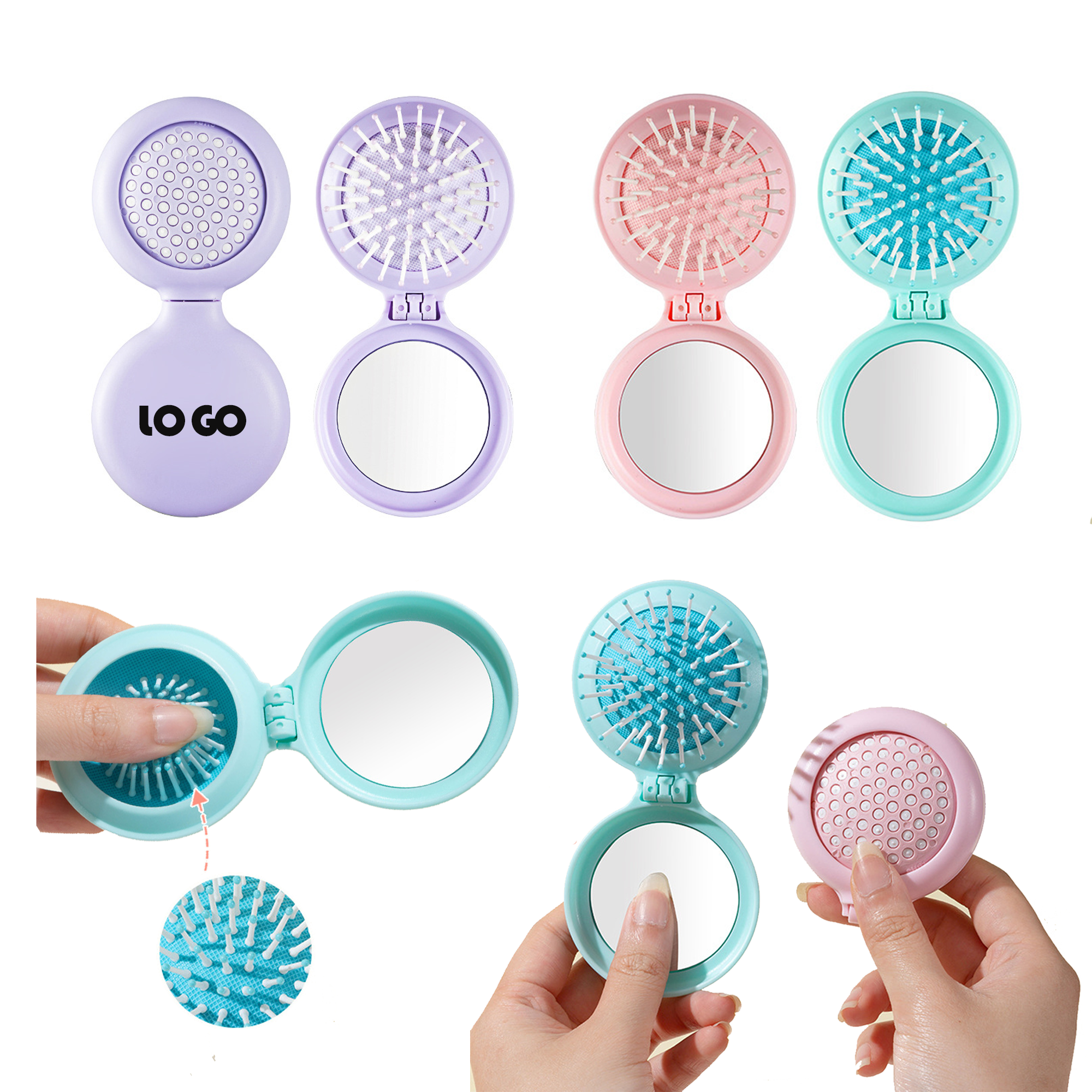 Mini Makeup Mirror With Retractable Air Cushion Comb 1