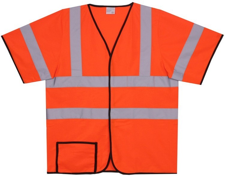 Polyester Orange Solid Safety Short Sleeve Jersey SV182