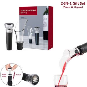 2 In Vacuum Seal Wine Bottle Pourer And Stopper Set 3