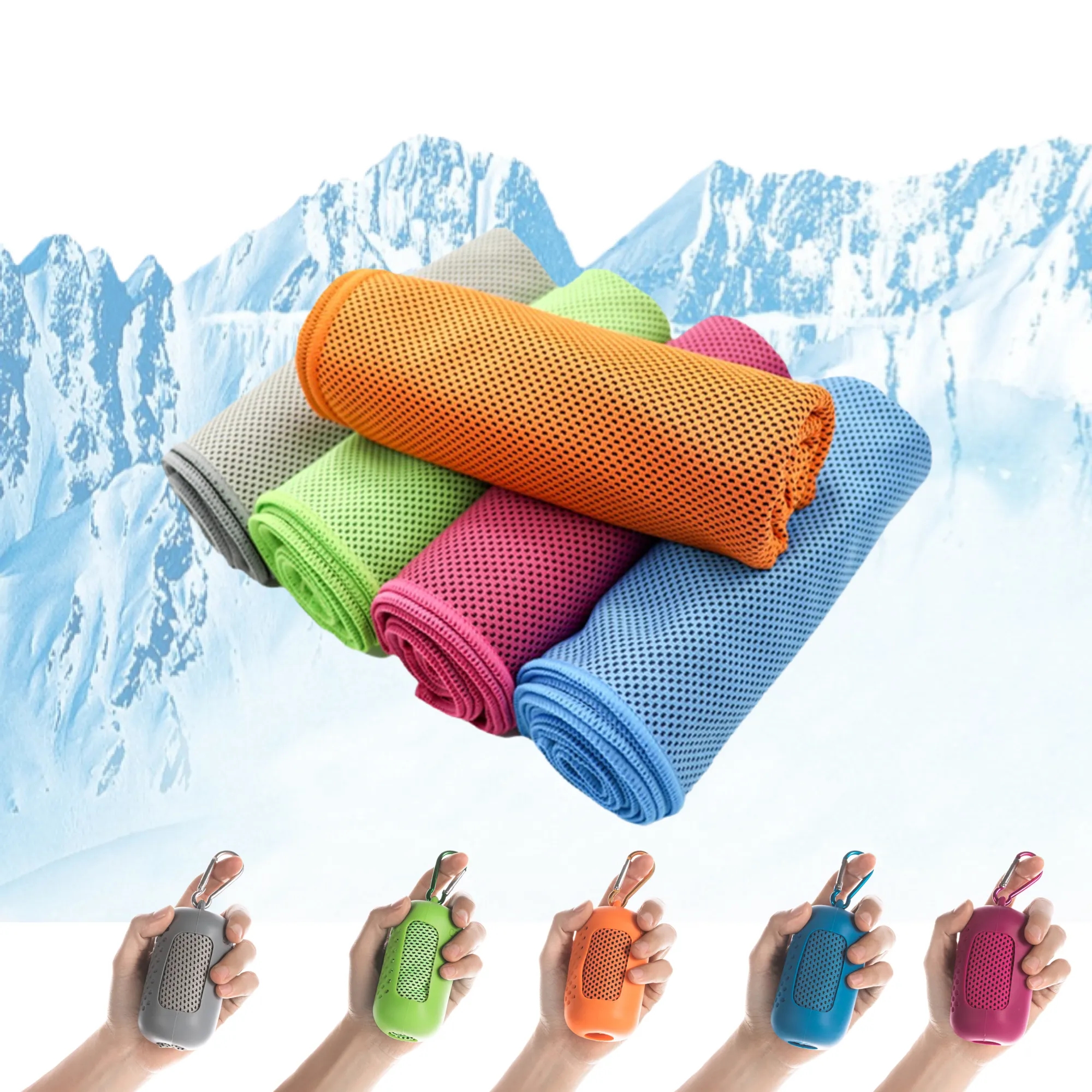 Thickened Cooling Towels with Silicone Box and Carabiner 7