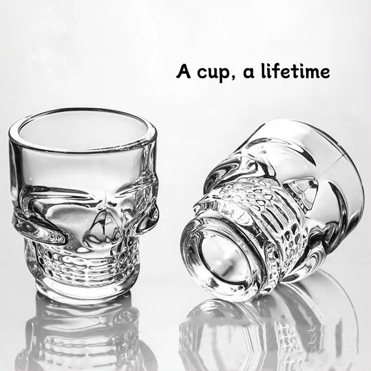 1.5oz Heavy Base Whiskey Skull Shot Glass 5