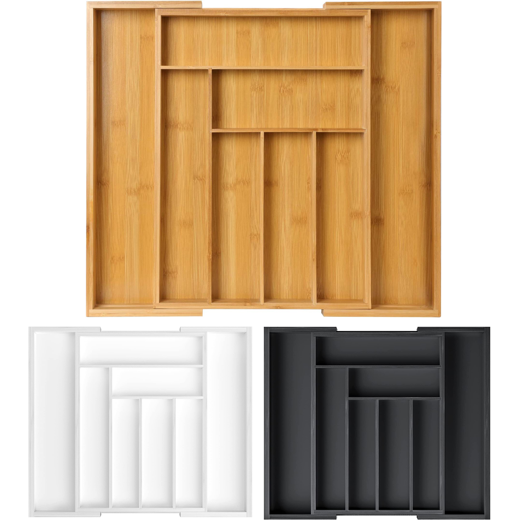 Bamboo Expandable Drawer Organizer for Utensils Holder