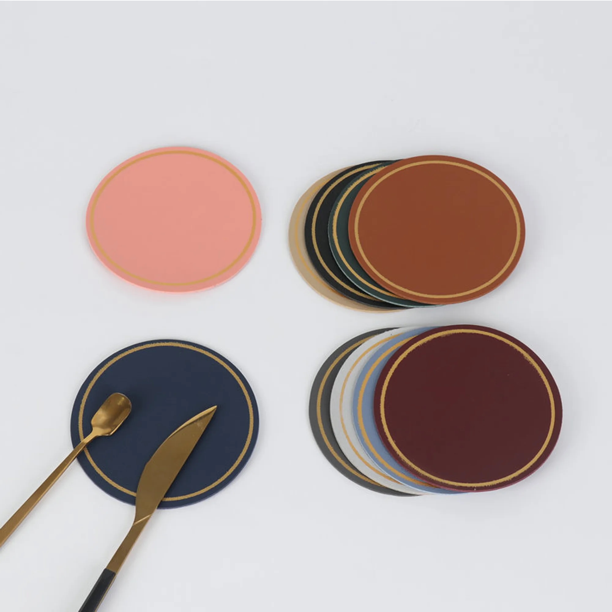 Round Leather Insulated Drinking Coasters 6