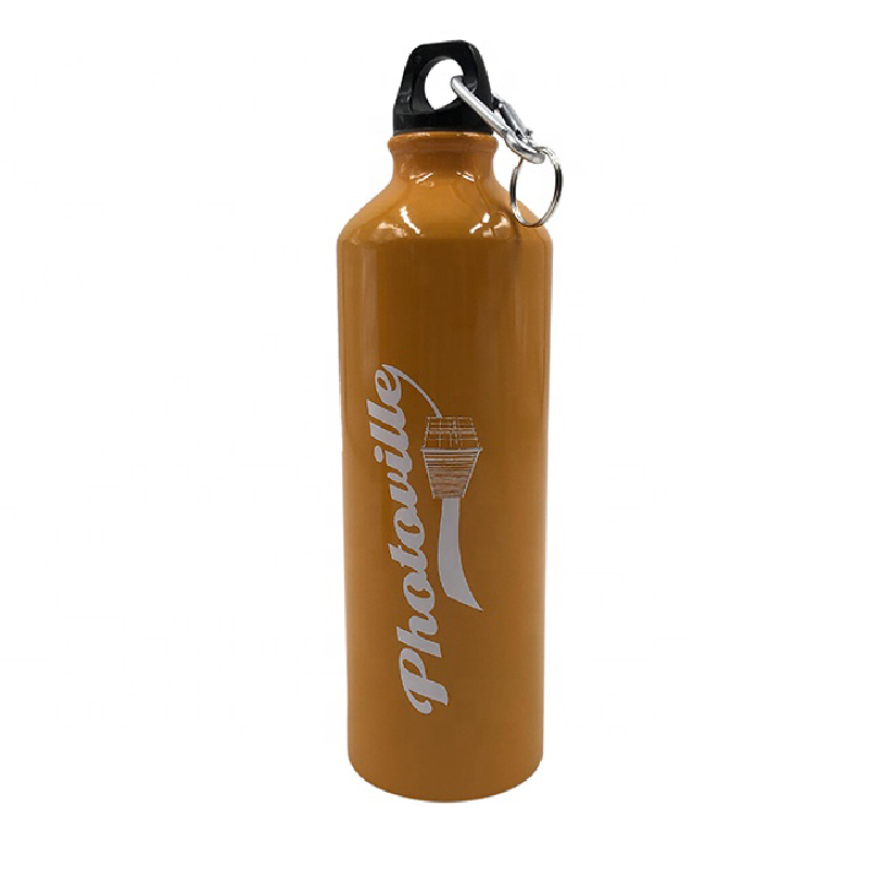 Aluminum Water Bottle With Carabiner, custom water bottle with logo imprint 4