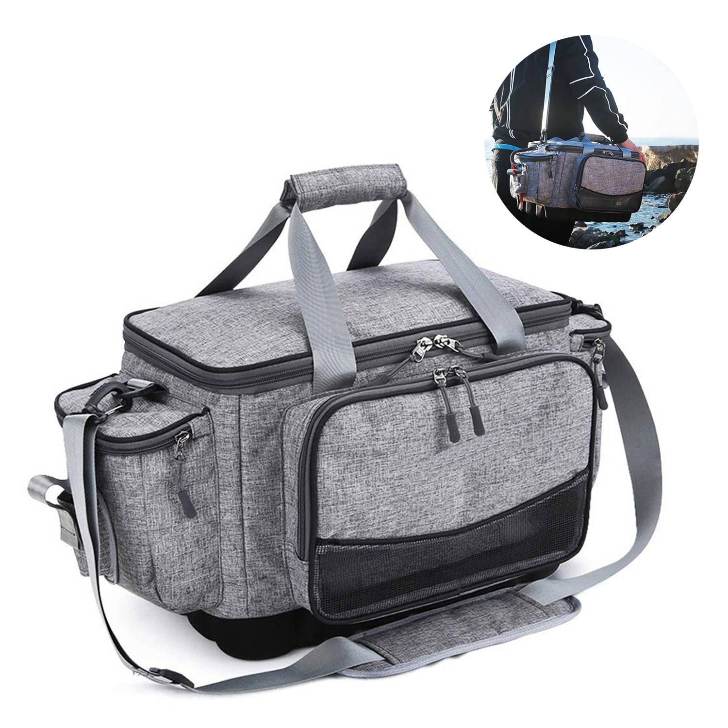 Large Capacity Polyester Waterproof Fishing Tackle Bag 6