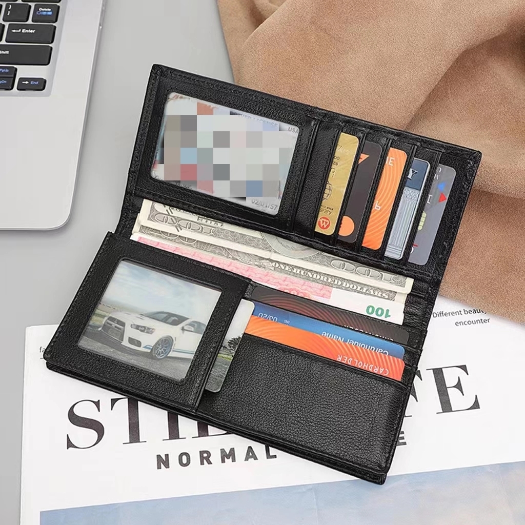 Custom RFID Anti-Theft Function Black Genuine Leather Wallet 6