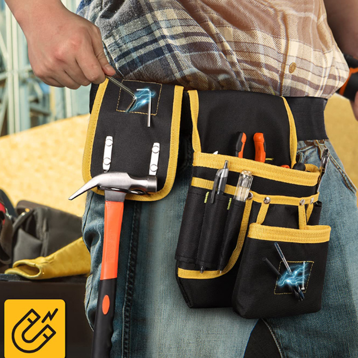 Durable Tool Belt W/ Adjustable Strap Multiple Pockets 6