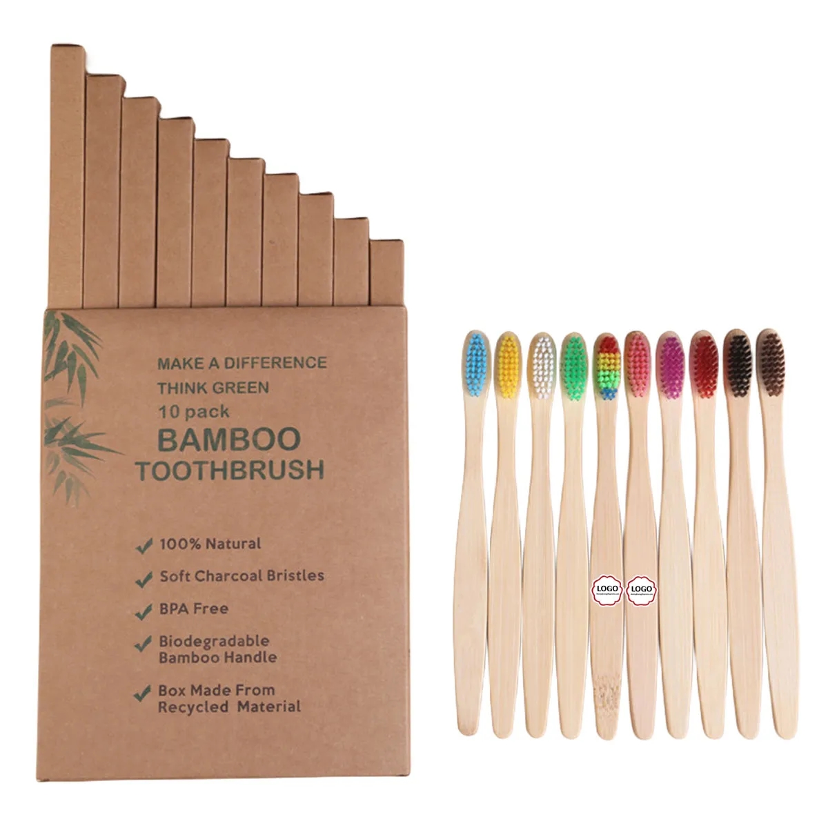 Natural Bamboo Toothbrushes(10pcs in a set) 3