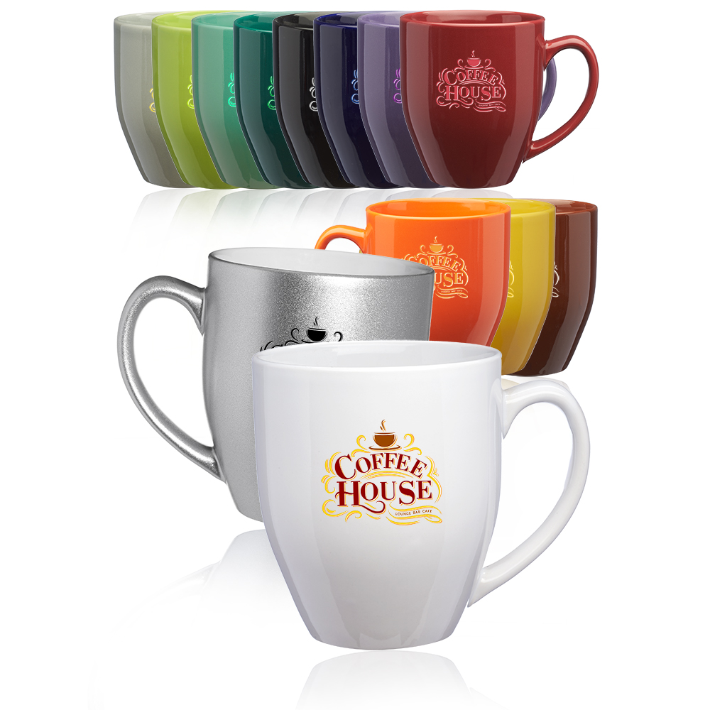 16 oz. Bistro Glossy Personalized Coffee Mug - Colors 1