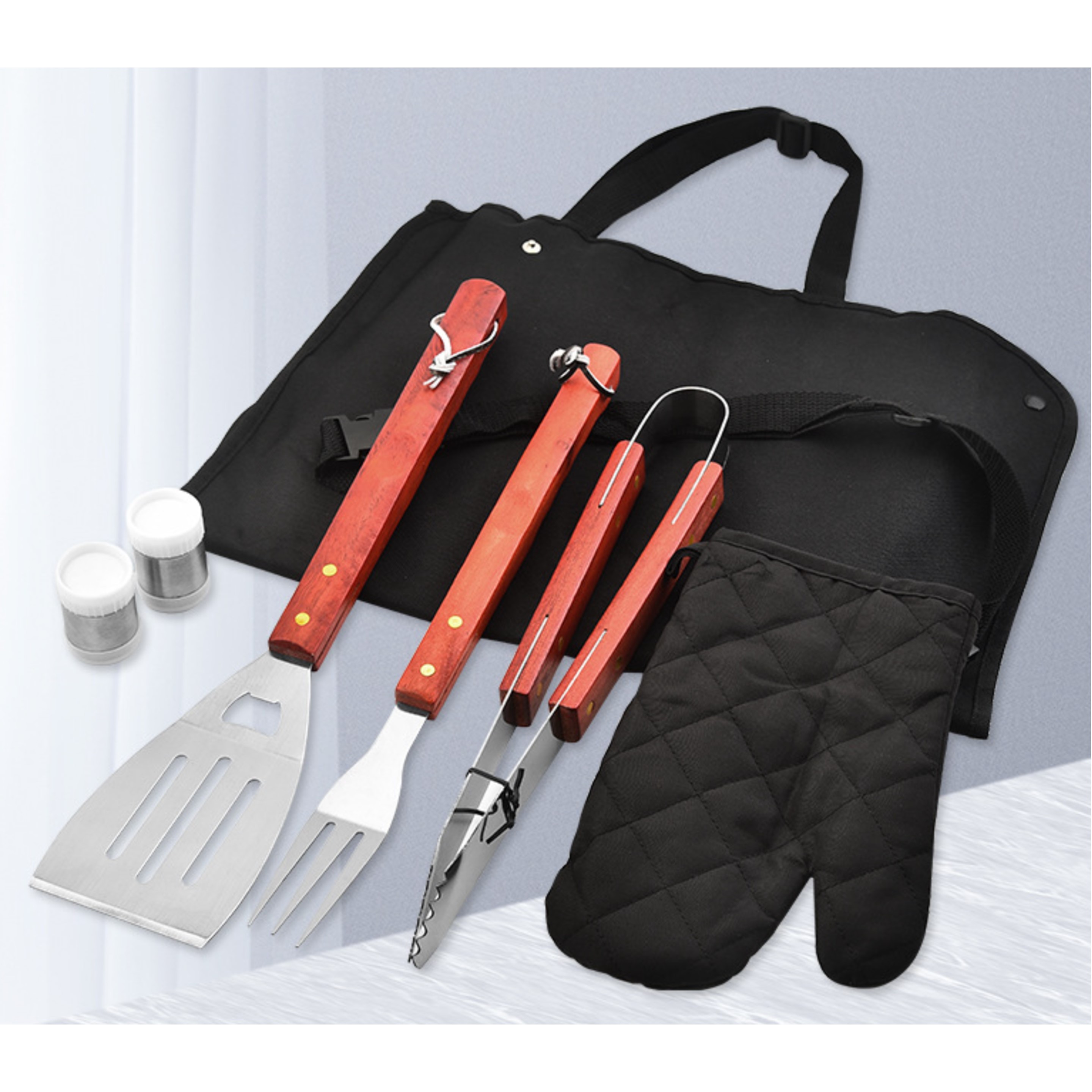 6-Piece Apron & Large Size BBQ Tool Set - OCEAN 4