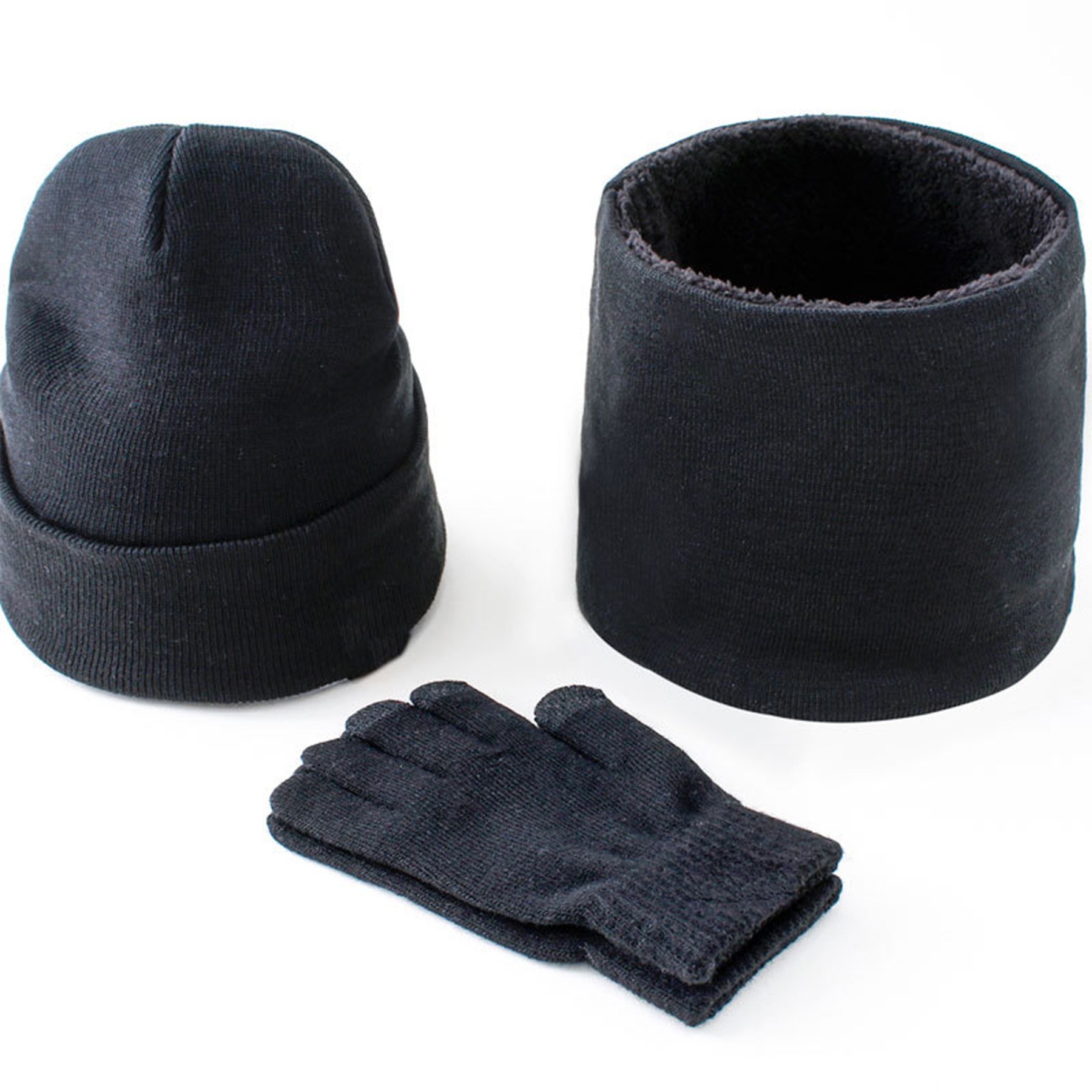 3PCS Winter Beanie Neck Gaiter Gloves Set 4
