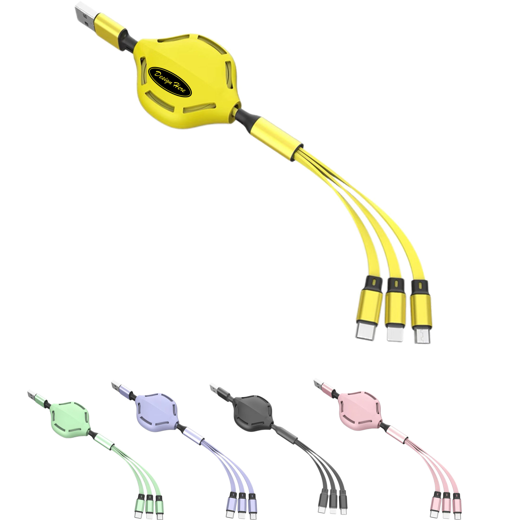 Versatile 3-in-1 Retractable Charging Cable with Multi USB Ports 3