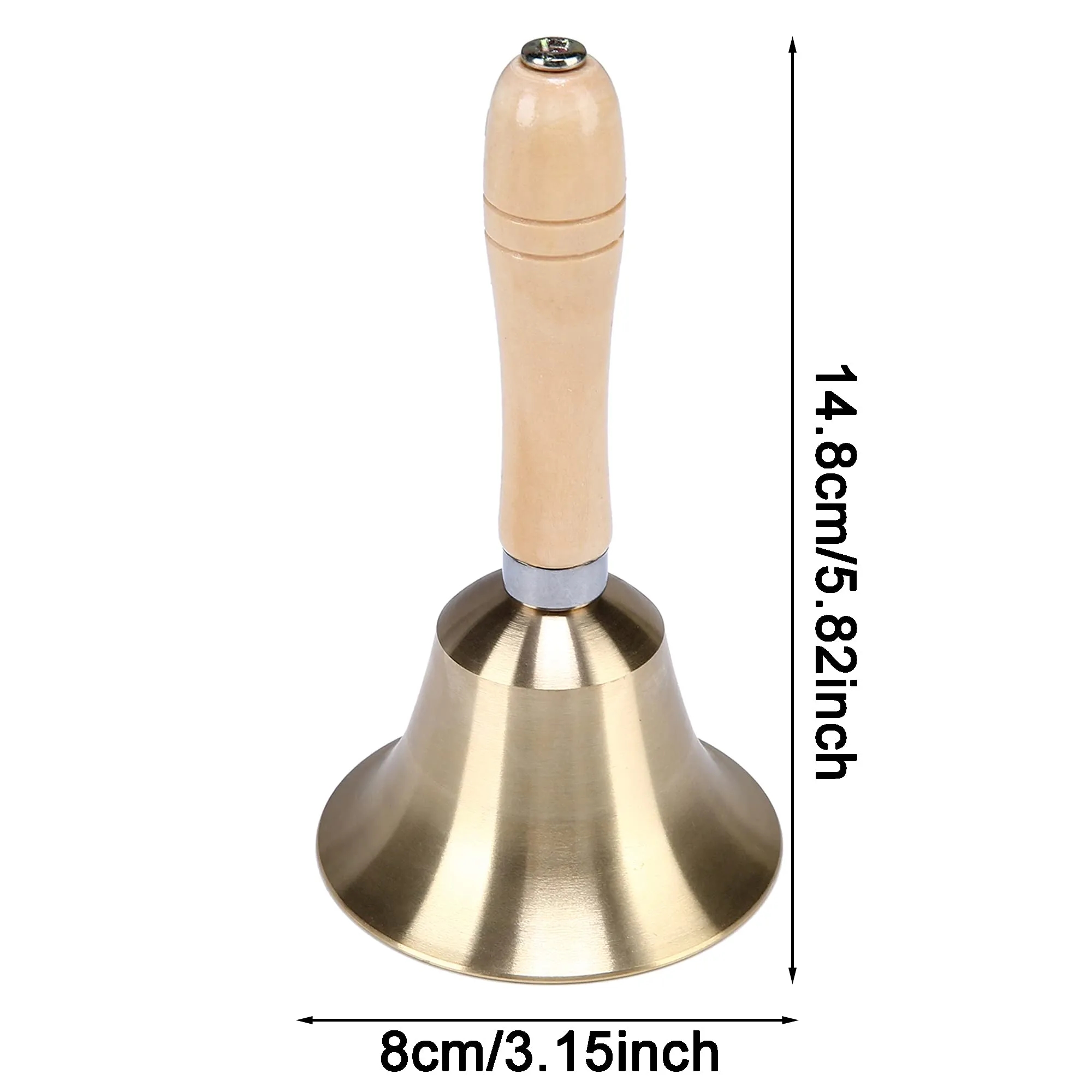 Custom Logo Brass Bell With Wooden Handle Extra Loud Solid 3