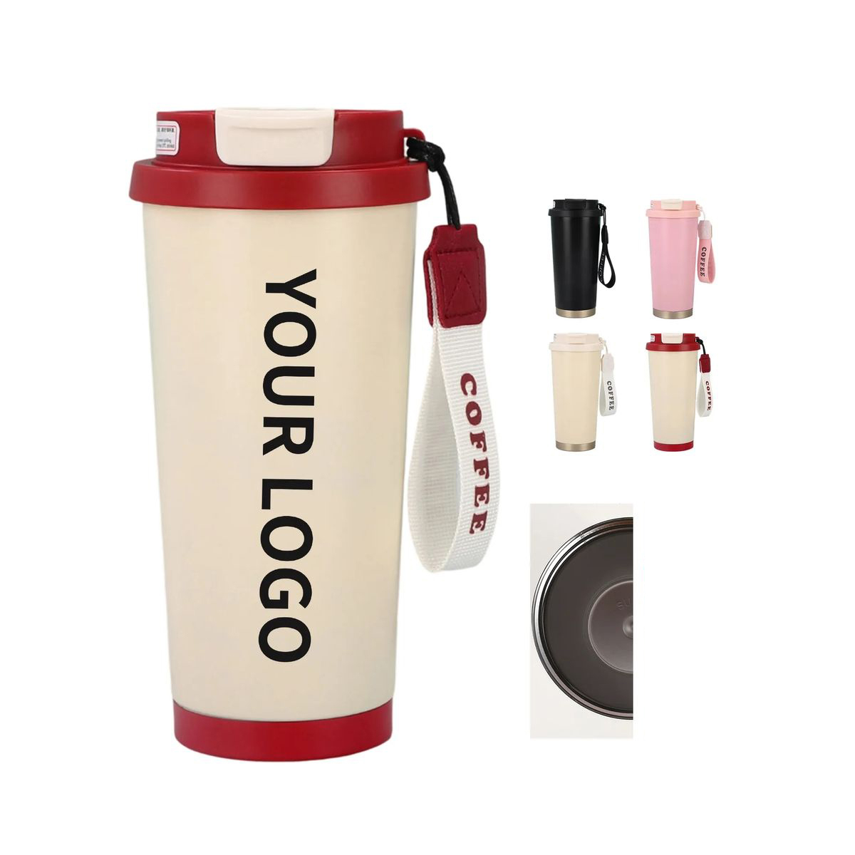 Portable Stainless Steel Coffee Cup with Carrying Rope 2