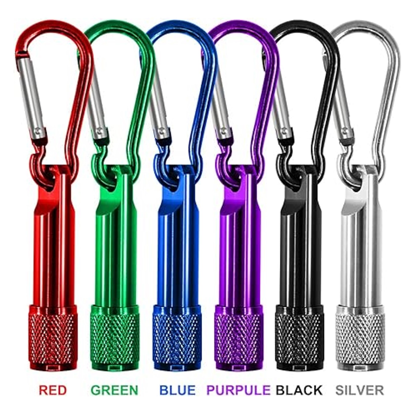 Aluminum LED Flashlight with carabiners 3