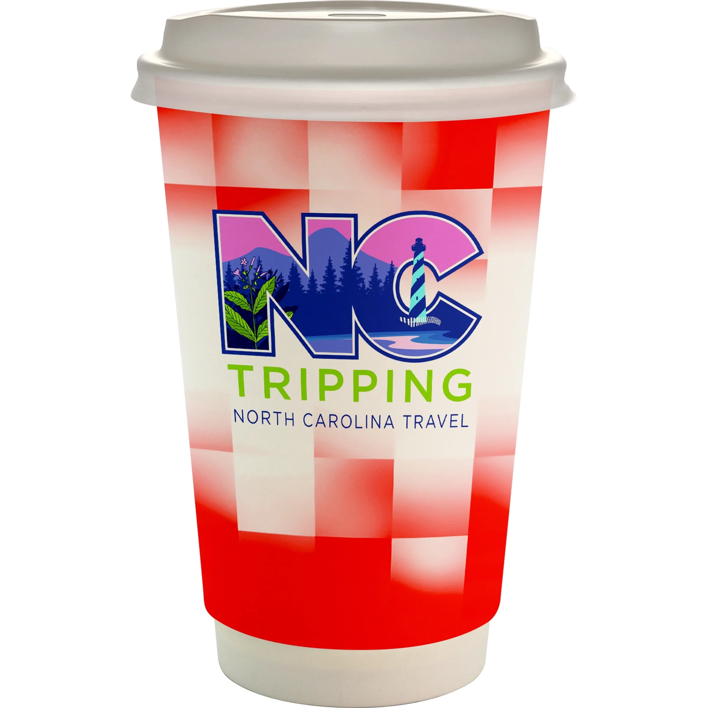 16 oz. Full Color Shaded Checkers Paper Cup With Lid 20