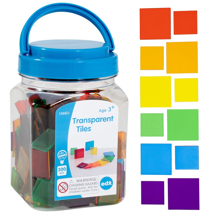 Transparent Square Tiles - 300 Pack Assorted Colors 2